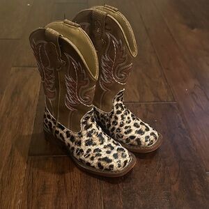 Roper Leopard Pattern Boots with Brown Soles